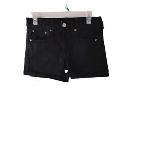 AMERICAN EAGLE Black Curvy Midi Next Level Stretch Cuffed Jean Shorts Sz 8